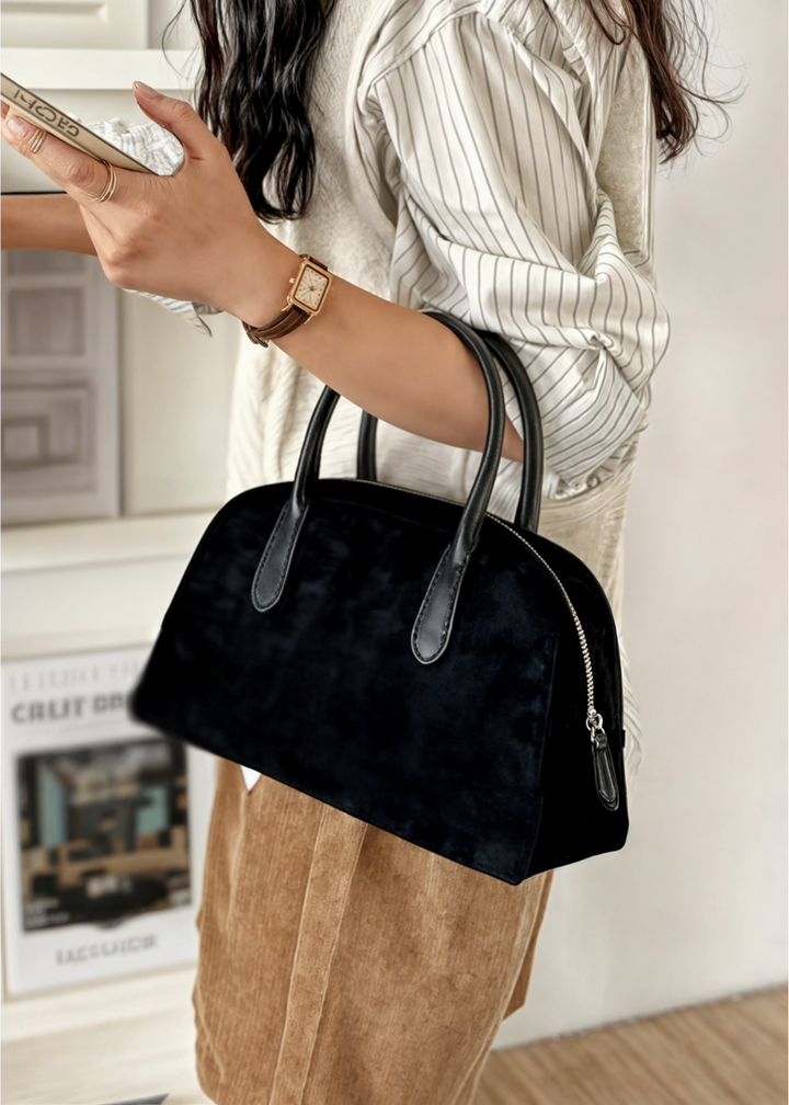 Genuine Suede Handbag Women – Small Shoulder Bag with Zipper