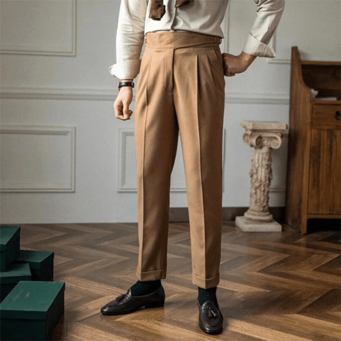 Italian Style Men's Pants - Elegant Design for Formal & Casual Occasions