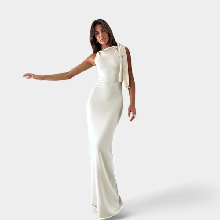 Women's maxi dress chiffon elegant bow detail evening dress summer