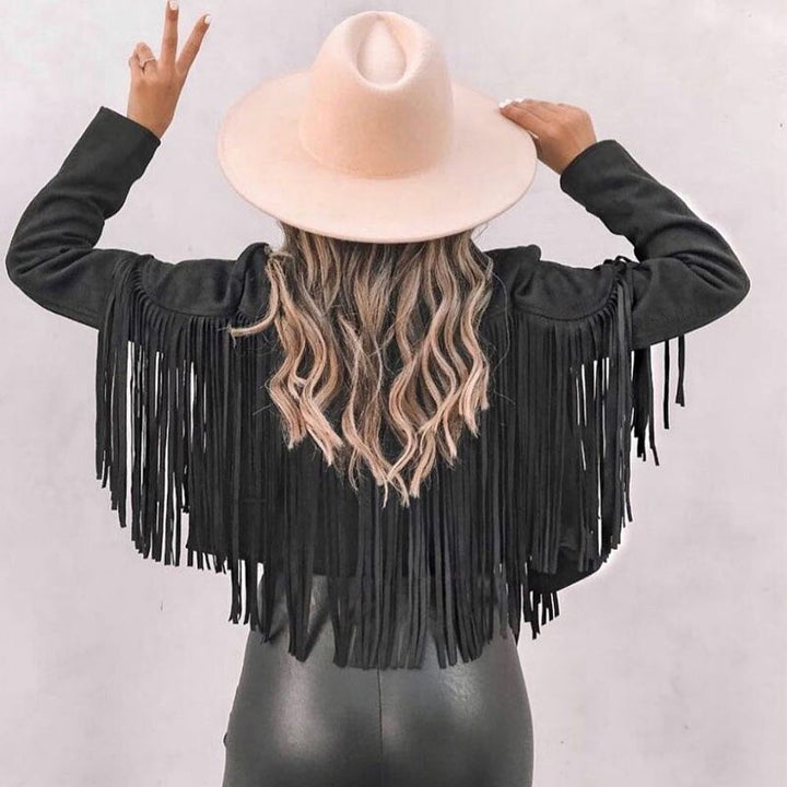 Boho Suede Fringe Jacket – Vegan Suede, Women's West Festival Coat