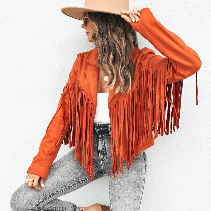 Boho Suede Fringe Jacket – Vegan Suede, Women's West Festival Coat