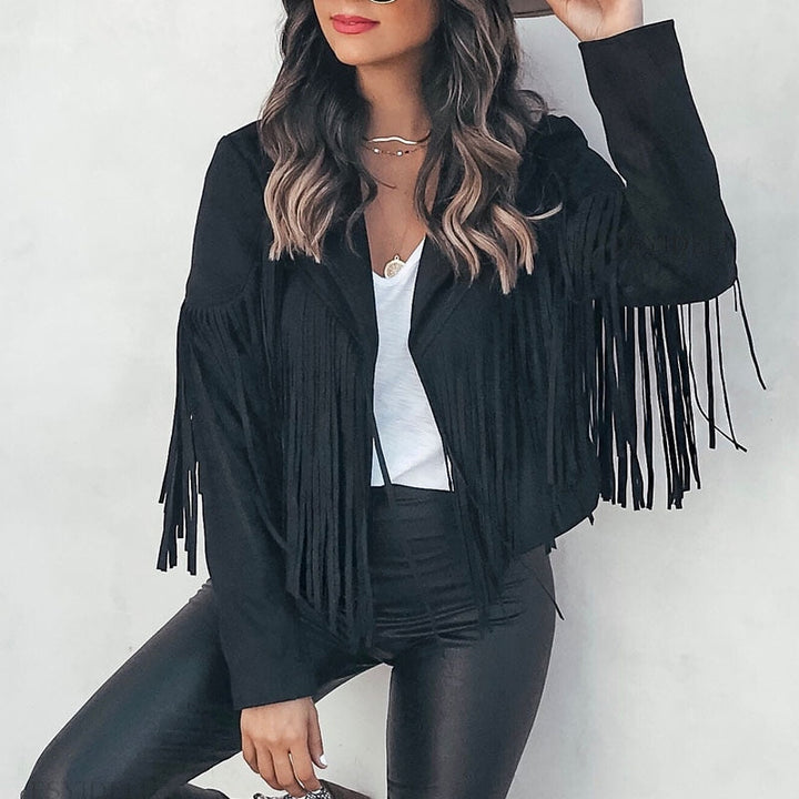 Boho Suede Fringe Jacket – Vegan Suede, Women's West Festival Coat