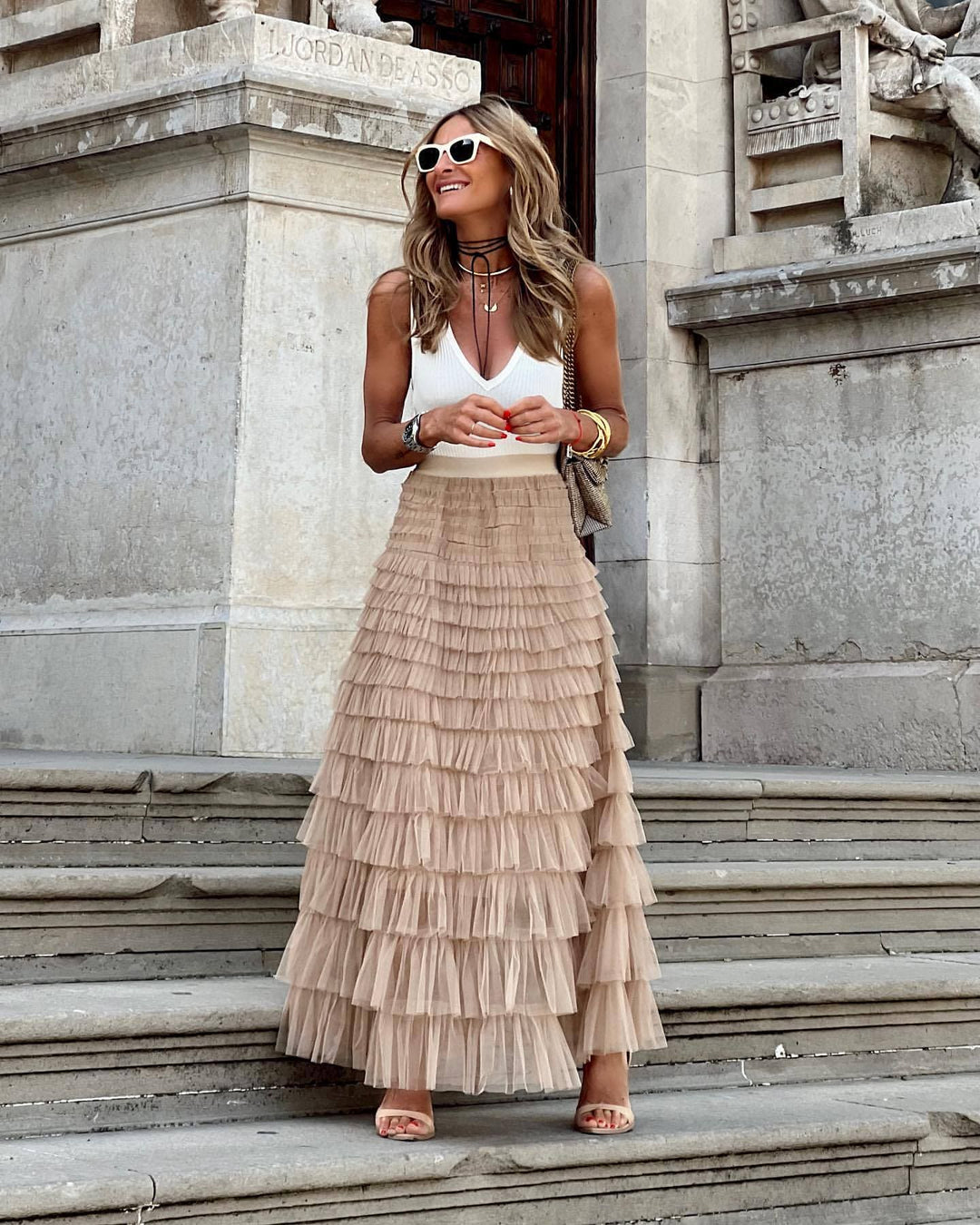 Tulle Maxi Skirt Women – Elastic Waistband, Elegant