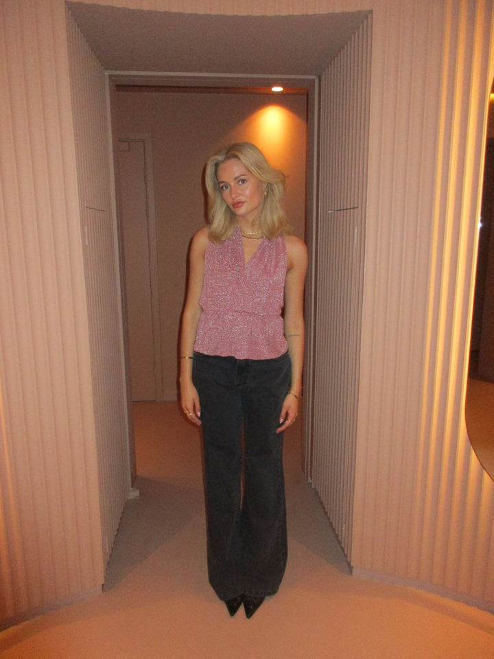 Women's Strappy Top Shiny Suede - Chic and Party-Ready