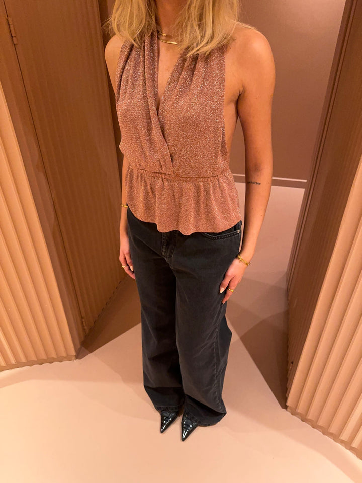 Women's Strappy Top Shiny Suede - Chic and Party-Ready