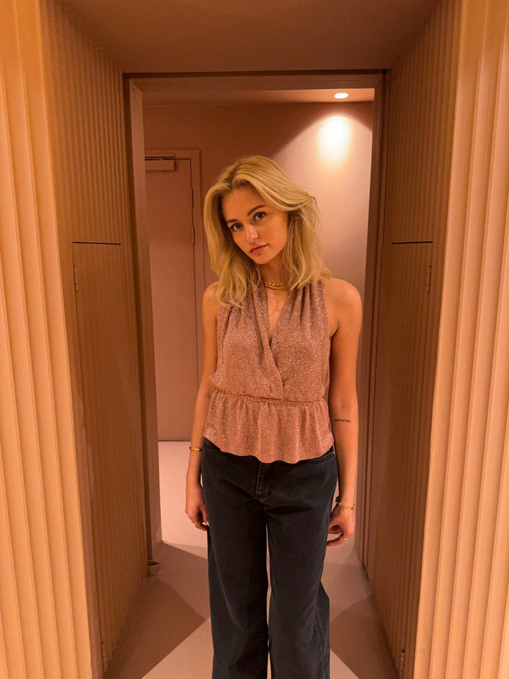 Women's Strappy Top Shiny Suede - Chic and Party-Ready