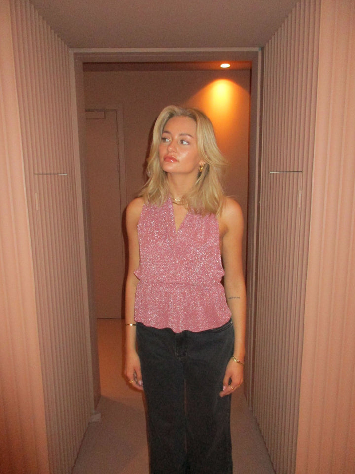 Women's Strappy Top Shiny Suede - Chic and Party-Ready