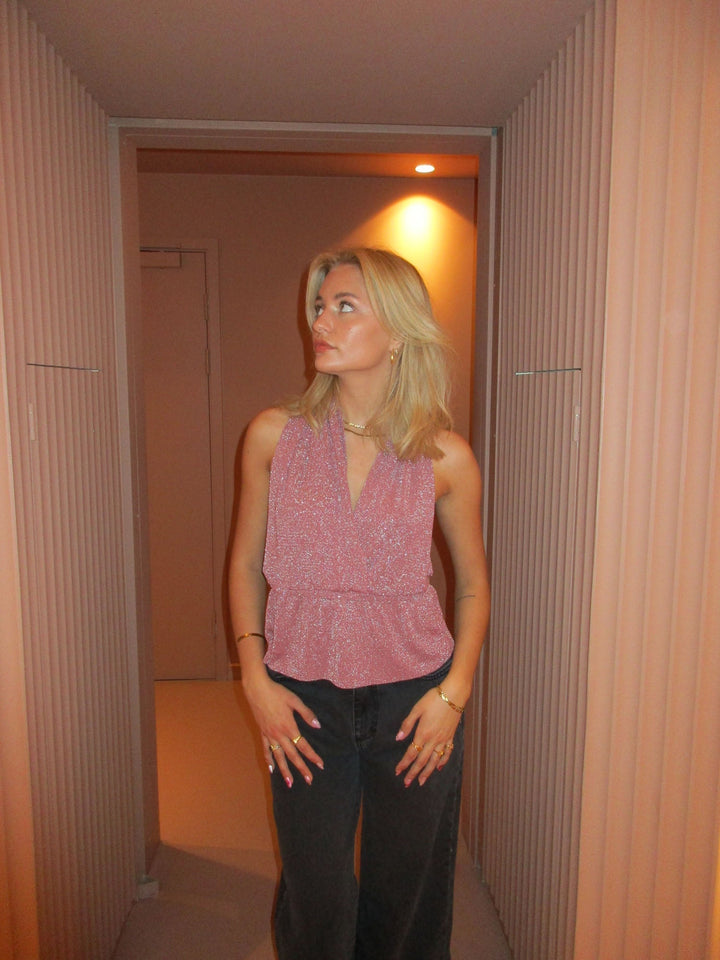 Women's Strappy Top Shiny Suede - Chic and Party-Ready