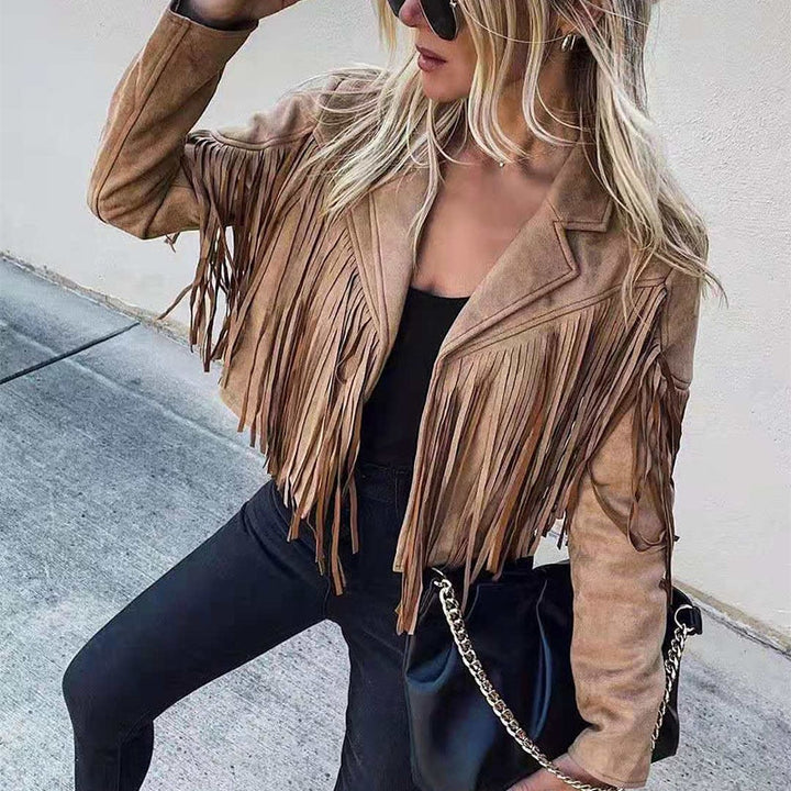 Boho Suede Fringe Jacket – Vegan Suede, Women's West Festival Coat