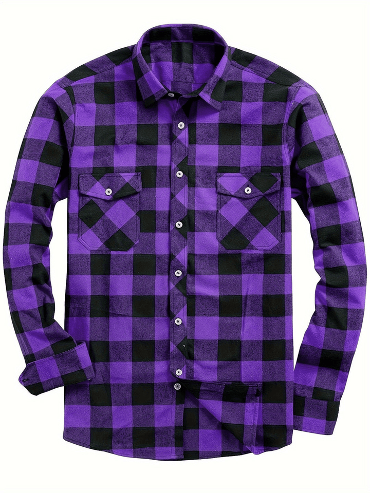 Men's Shirt Cotton Lumberjack Style Long Sleeve Casual