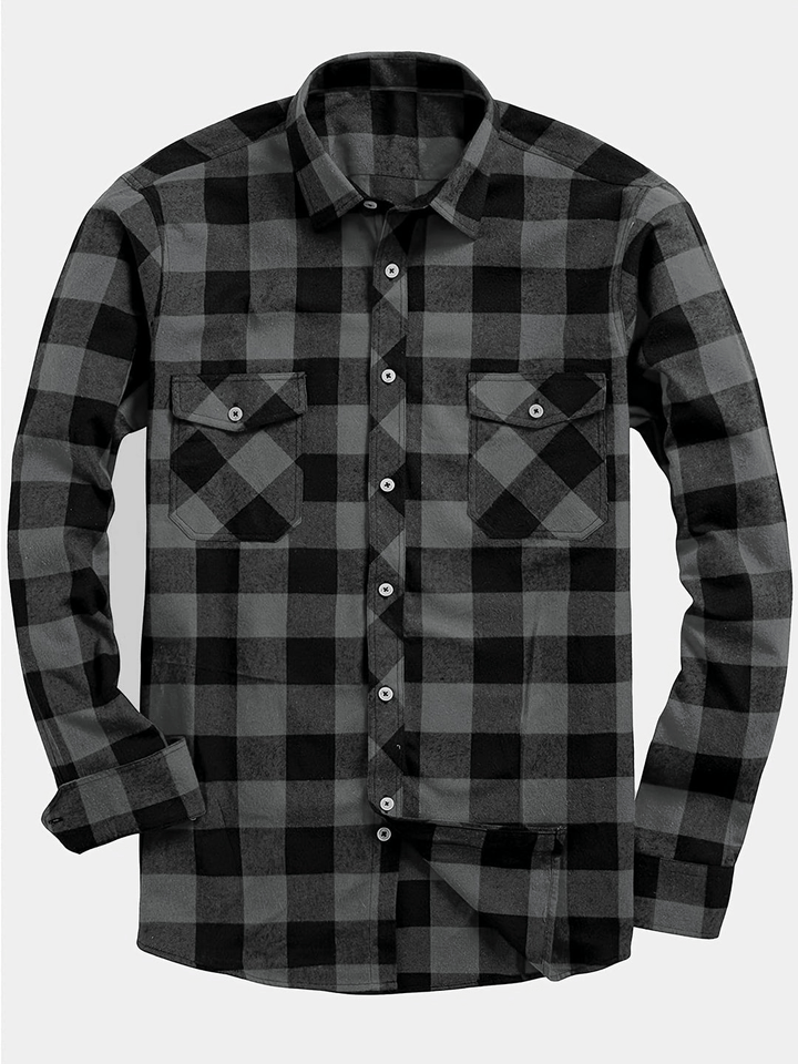 Men's Shirt Cotton Lumberjack Style Long Sleeve Casual
