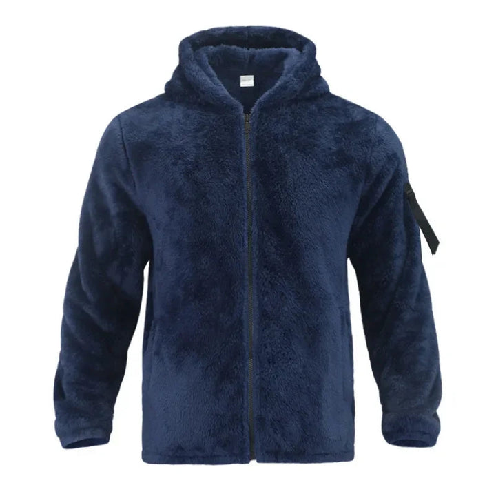 Men's fleece jacket with hood sporty practical