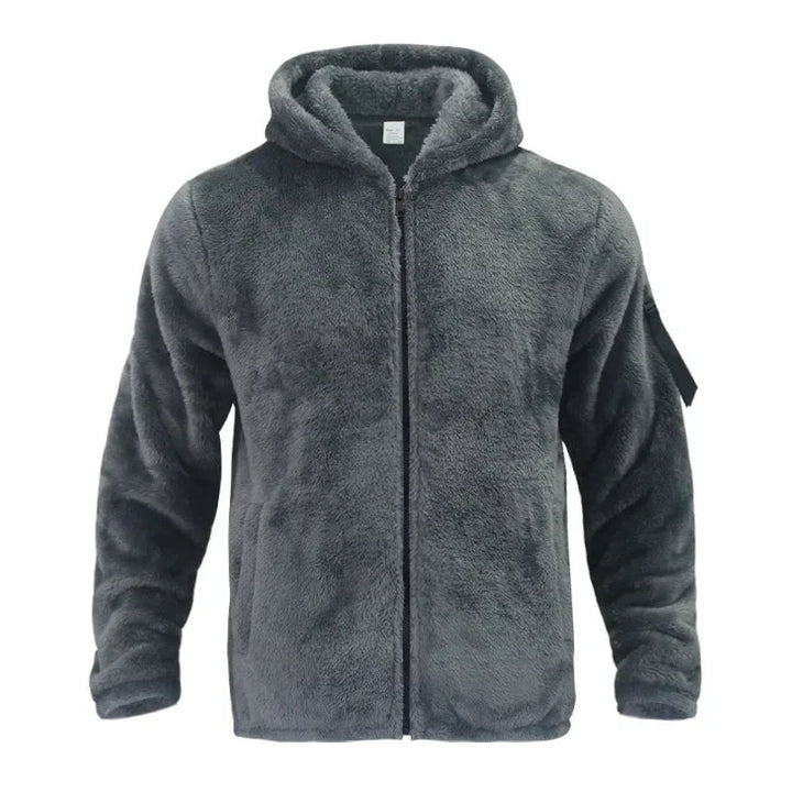 Men's fleece jacket with hood sporty practical