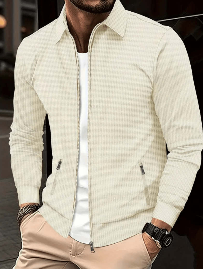 Men's Shirt With Zipper Made Of Lightweight Material, Modern And Classic