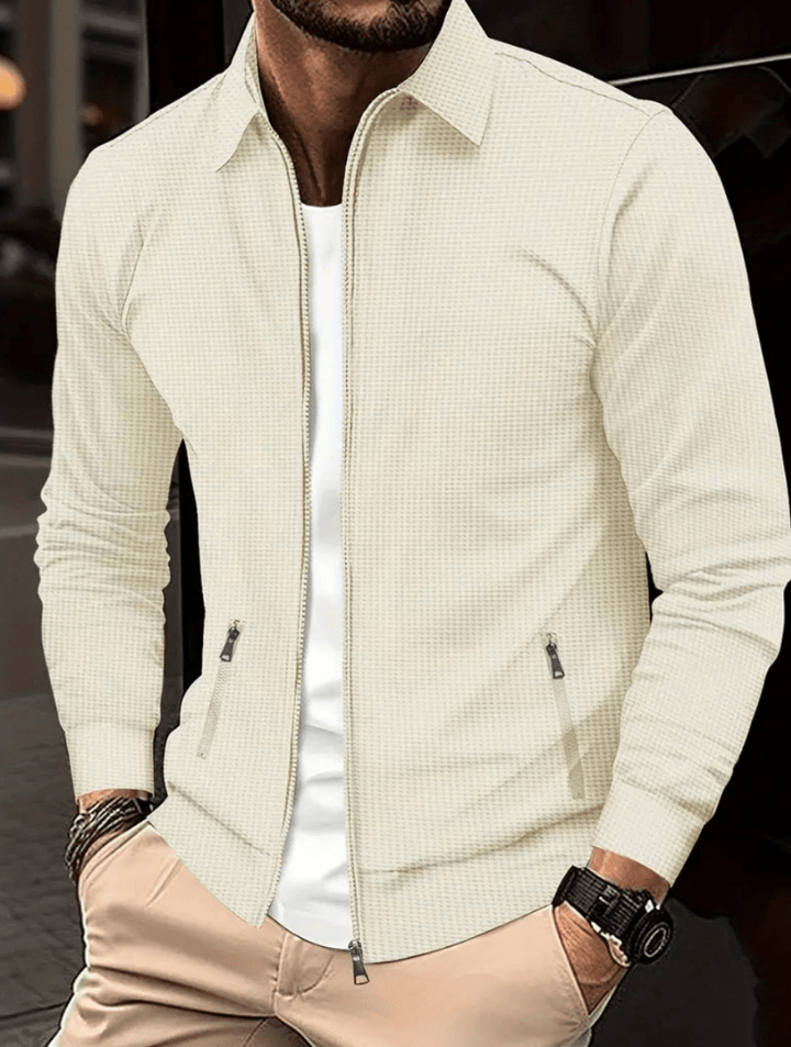 Men's Shirt With Zipper Made Of Lightweight Material, Modern And Classic