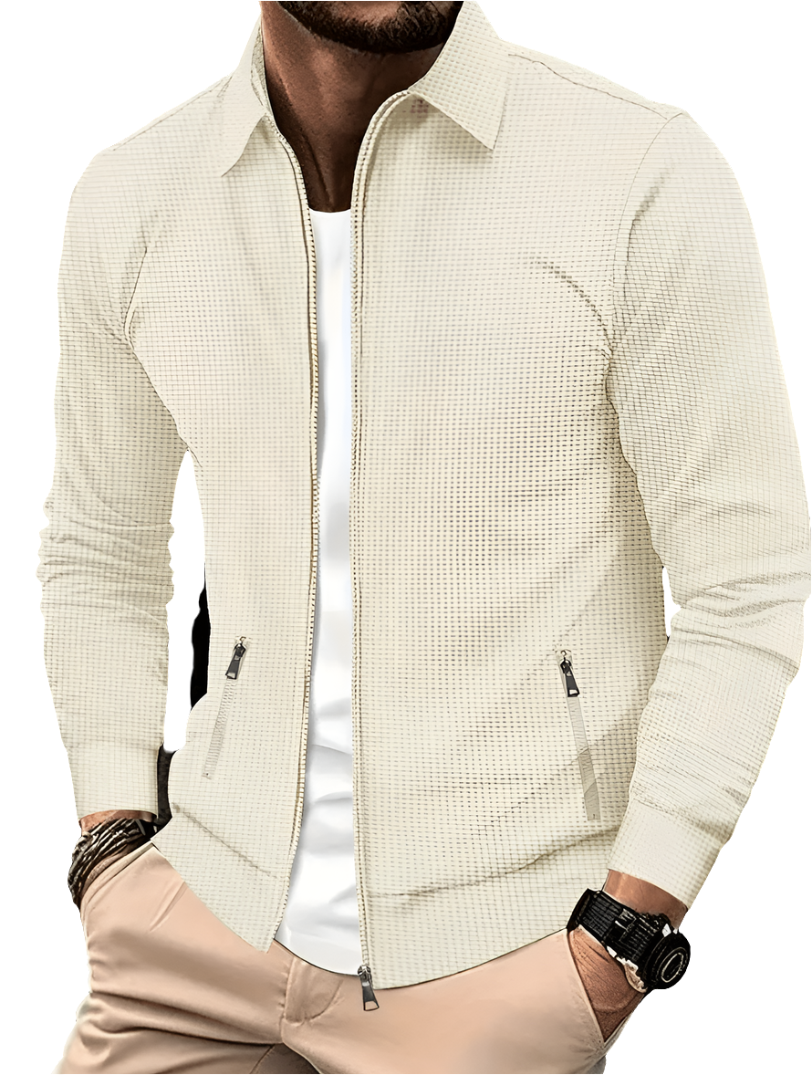Men's Shirt With Zipper Made Of Lightweight Material, Modern And Classic