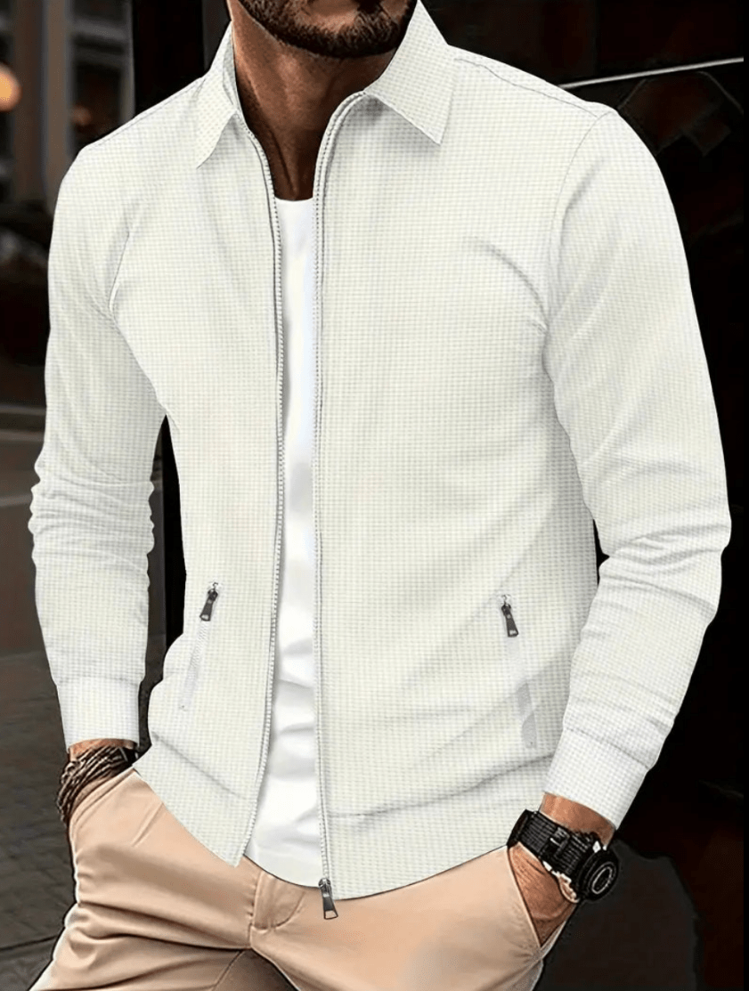Men's Shirt With Zipper Made Of Lightweight Material, Modern And Classic