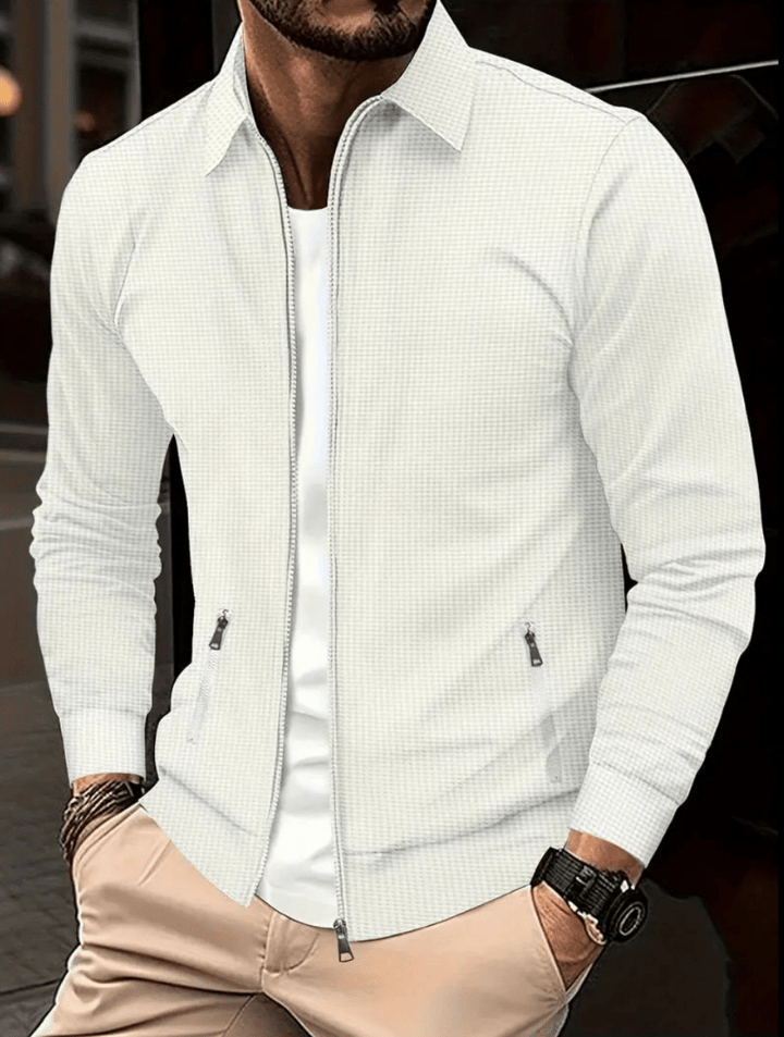 Men's Shirt With Zipper Made Of Lightweight Material, Modern And Classic