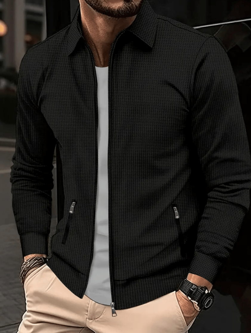 Men's Shirt With Zipper Made Of Lightweight Material, Modern And Classic