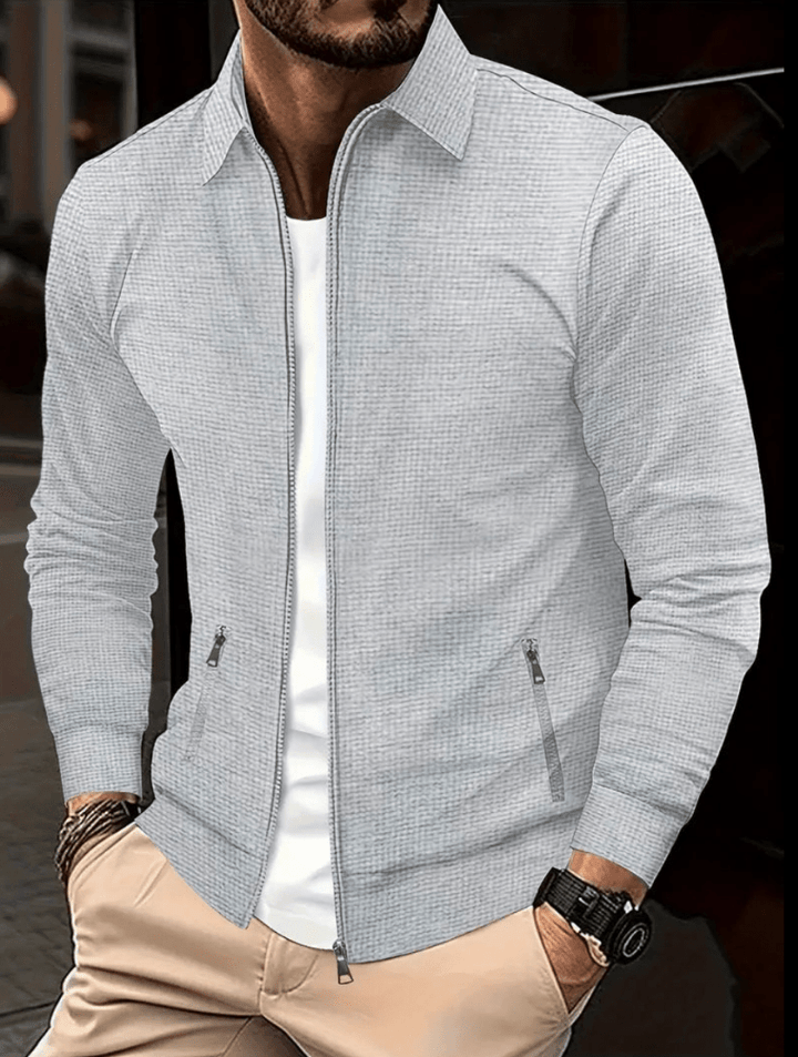 Men's Shirt With Zipper Made Of Lightweight Material, Modern And Classic