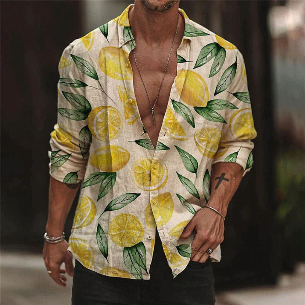 Men's Shirt With Lemon Print – Airy, Comfortable, Fashionable