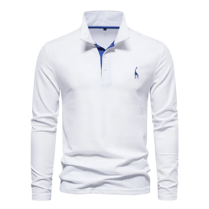 Men's long-sleeve polo shirt with elegant details made of high-quality cotton