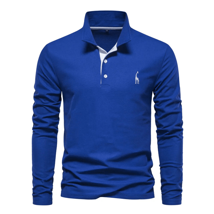 Men's long-sleeve polo shirt with elegant details made of high-quality cotton