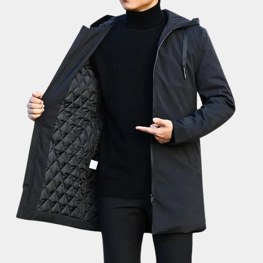 Herren-Regenjacke Lang Wasserdicht Atmungsaktiv Elegantes Design
