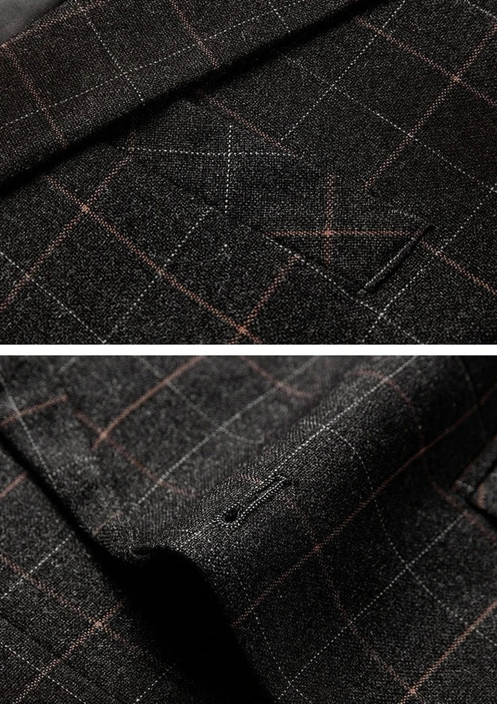 Herren Sakko Karo Design Slim-Fit Hochwertige Materialien
