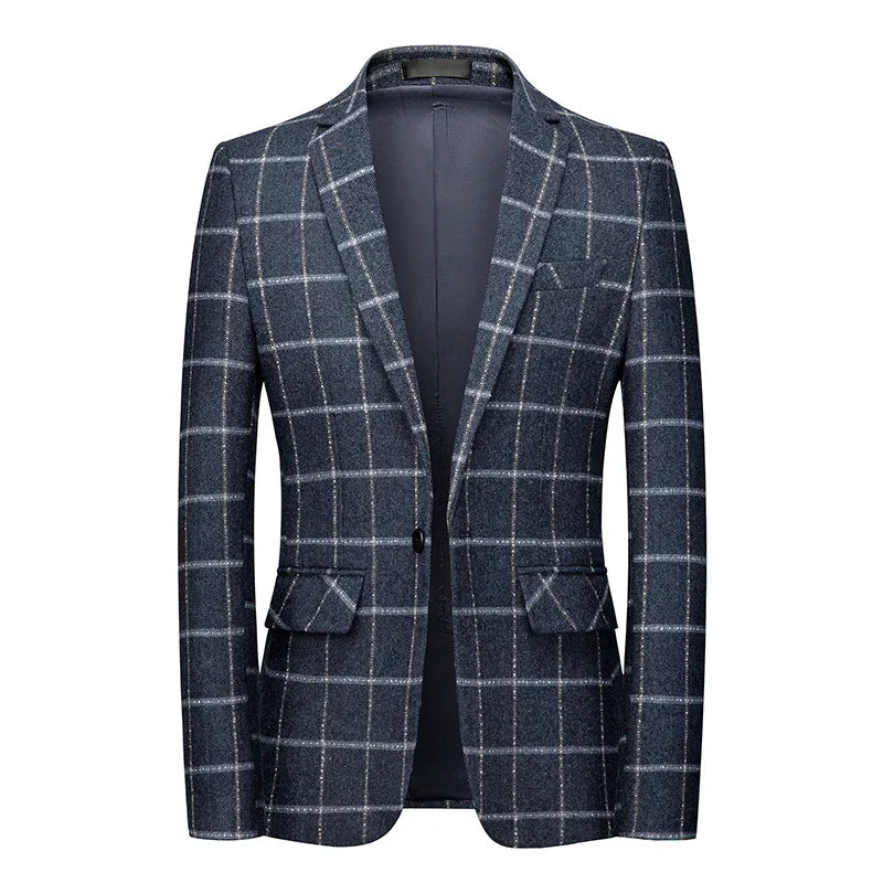 Herren Sakko Karo Muster Hochwertig Elegant