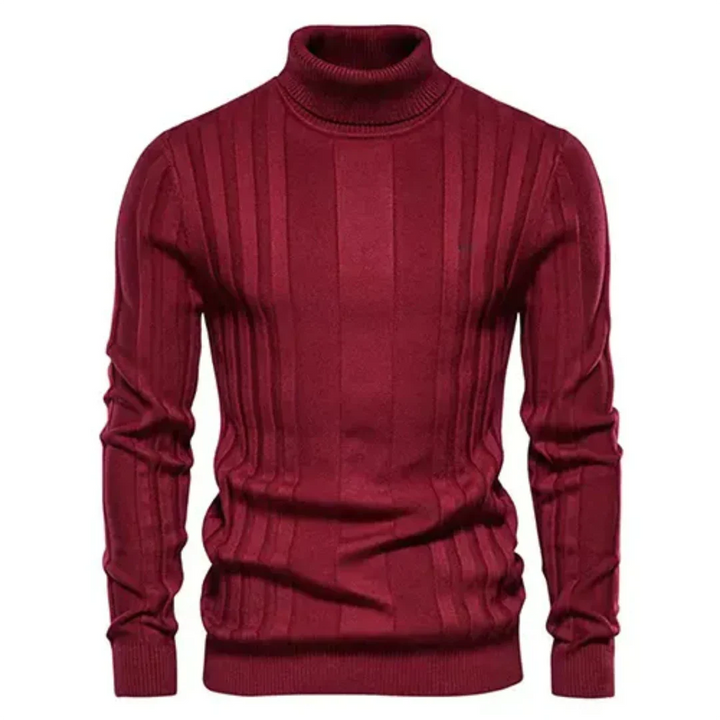 Men's knitted sweater turtleneck warm cotton classic