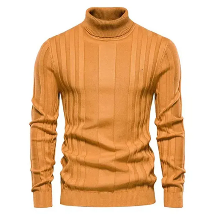 Men's knitted sweater turtleneck warm cotton classic