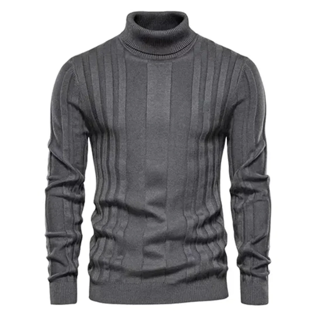 Men's knitted sweater turtleneck warm cotton classic