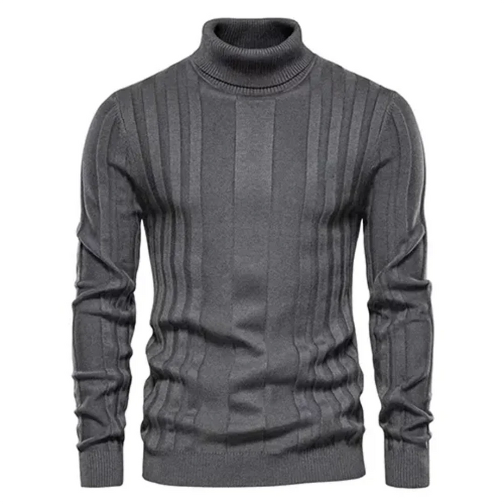 Men's knitted sweater turtleneck warm cotton classic