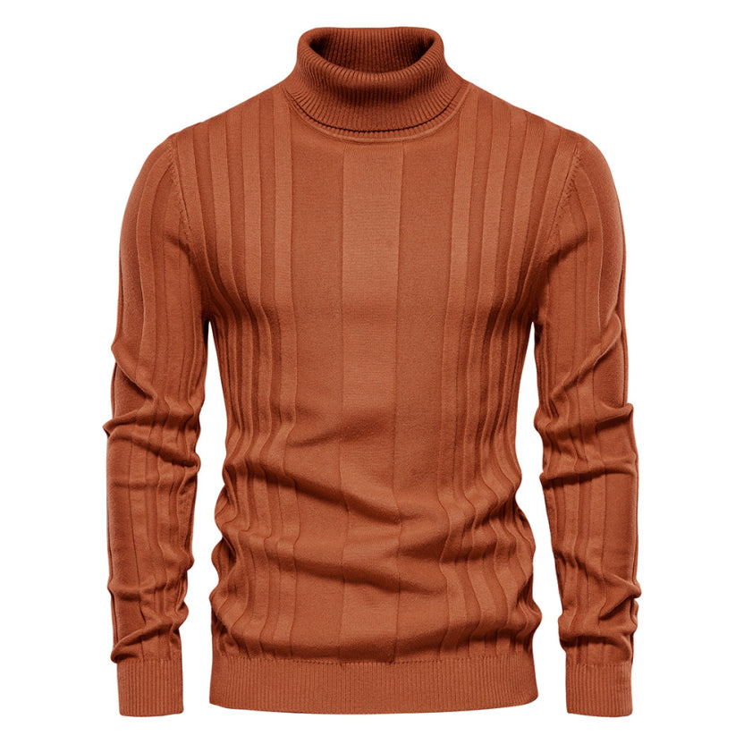 Men's knitted sweater turtleneck warm cotton classic