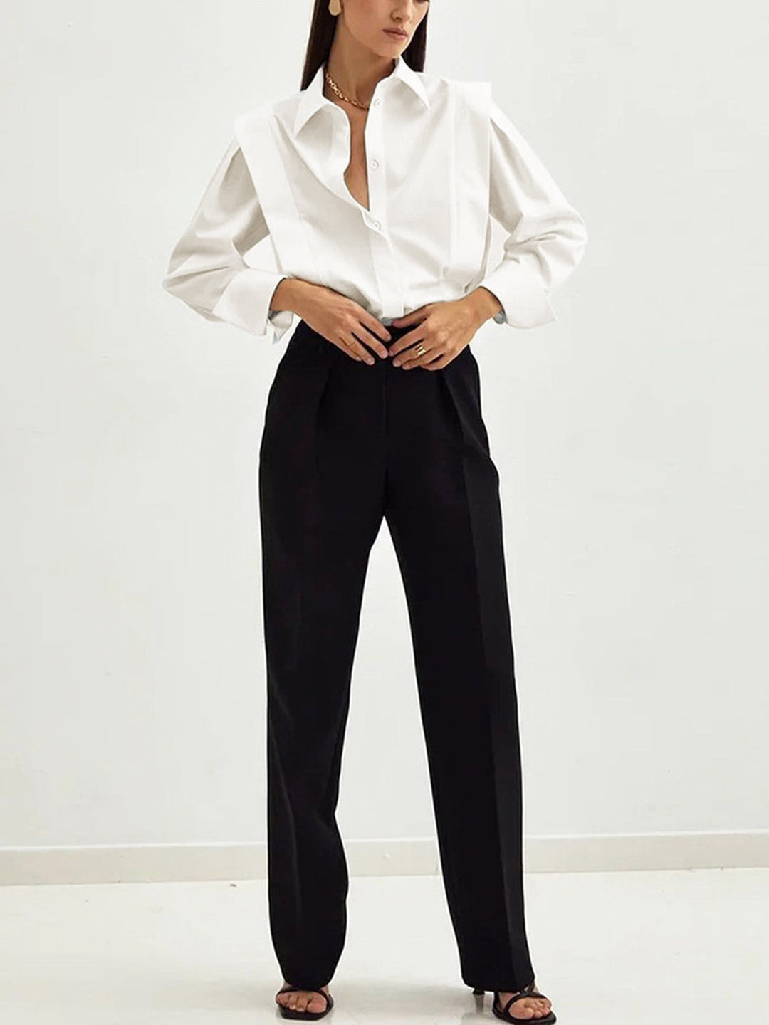 Long Sleeve Button-Down Shirt Women - Cotton Classic Button-Down Design