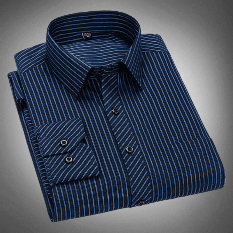 Men's Shirt Long Sleeve Cotton Classic Stripe Pattern Elegant