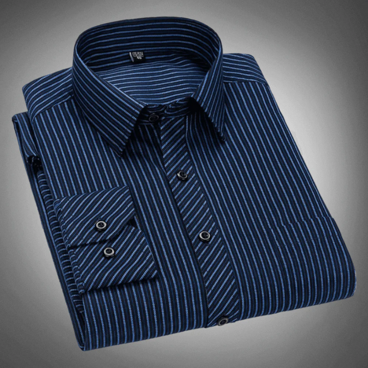 Men's Shirt Long Sleeve Cotton Classic Stripe Pattern Elegant