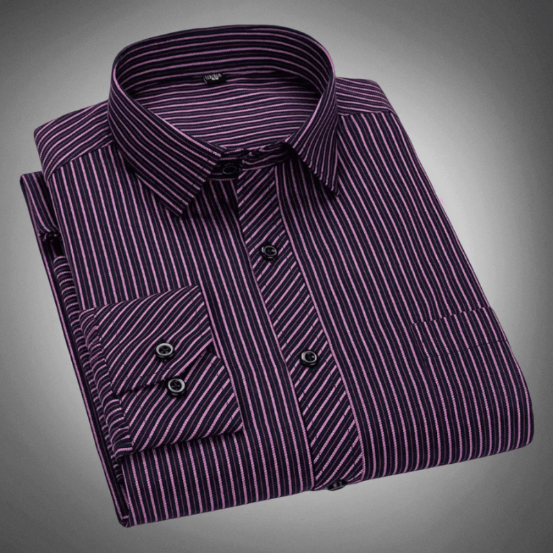 Men's Shirt Long Sleeve Cotton Classic Stripe Pattern Elegant