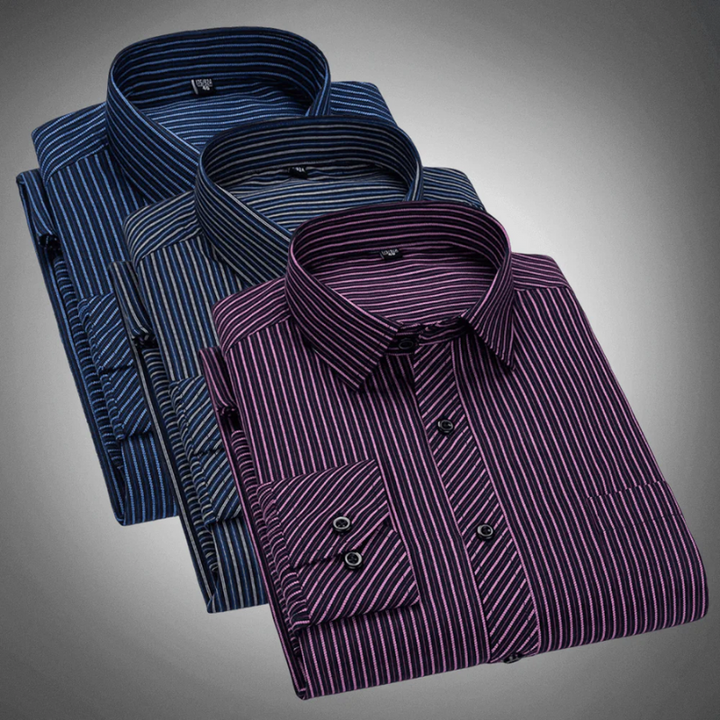 Men's Shirt Long Sleeve Cotton Classic Stripe Pattern Elegant