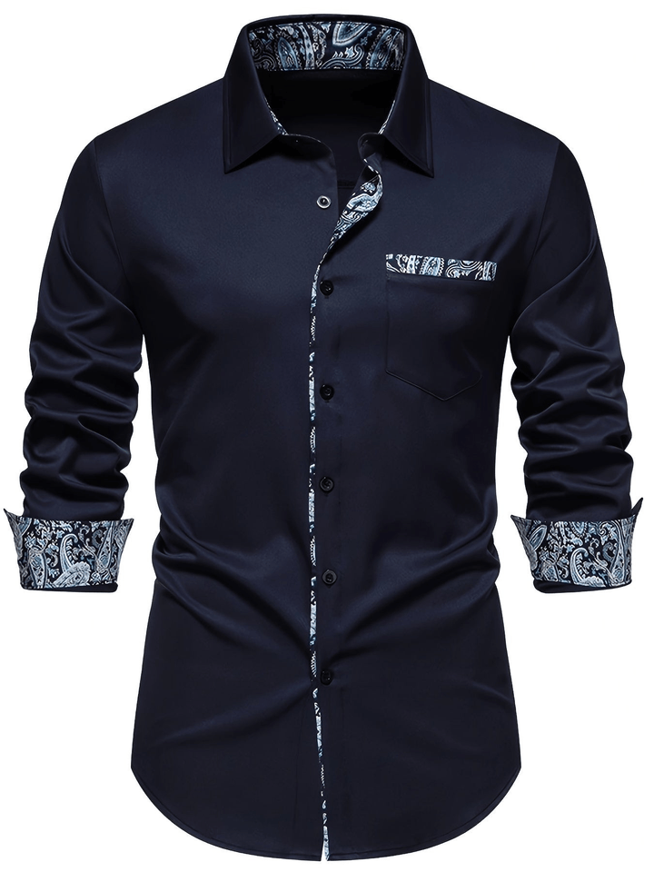 Men's long-sleeve shirt paisley pattern made of high-quality material