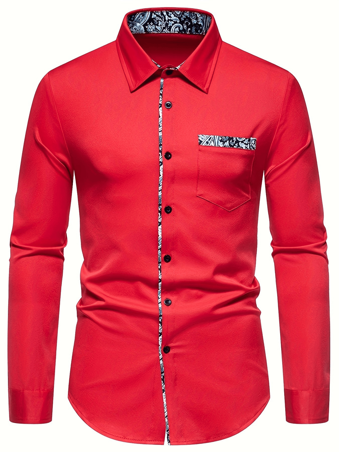 Men's long-sleeve shirt paisley pattern made of high-quality material