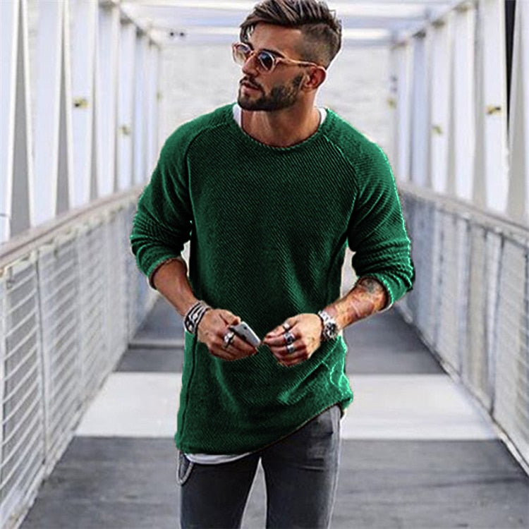 Men's sweater knit long sleeve cotton modern design