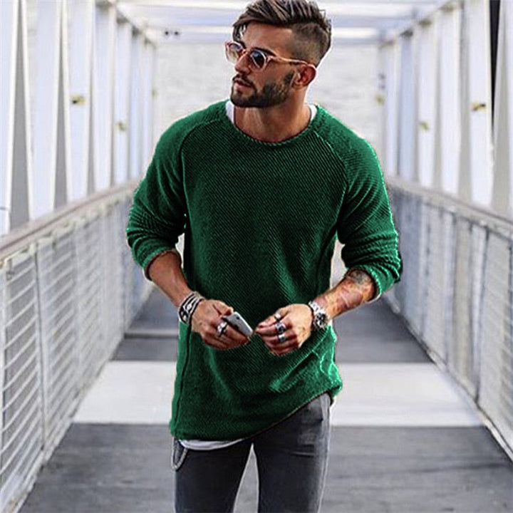 Men's sweater knit long sleeve cotton modern design