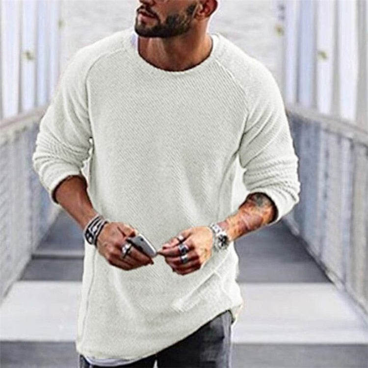 Men's sweater knit long sleeve cotton modern design