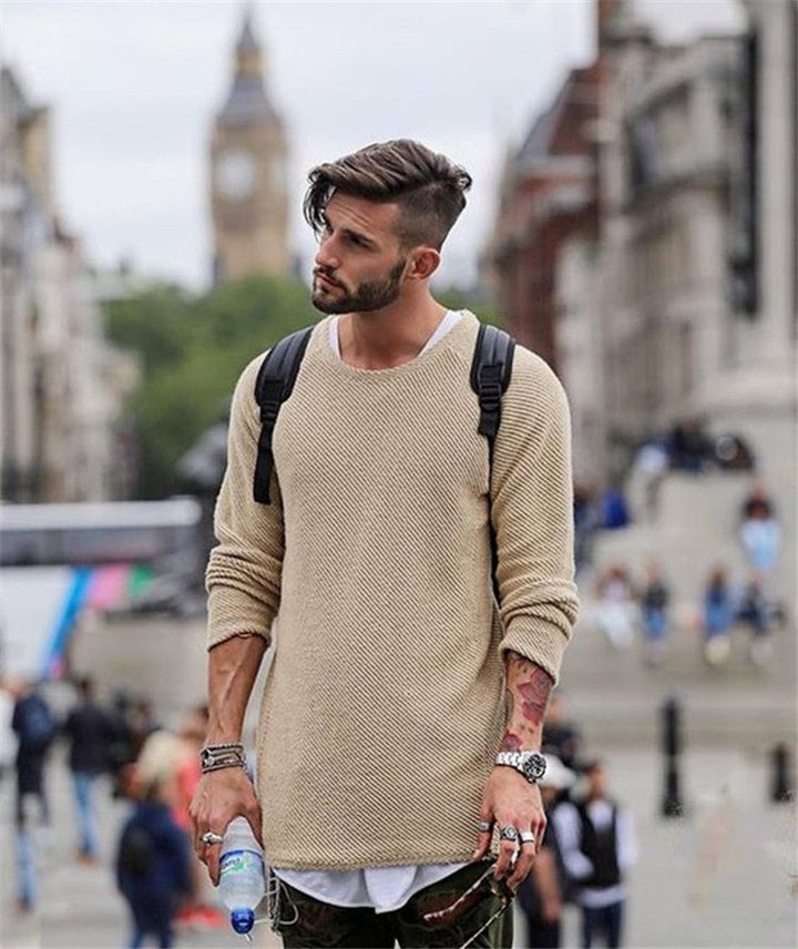 Men's sweater knit long sleeve cotton modern design