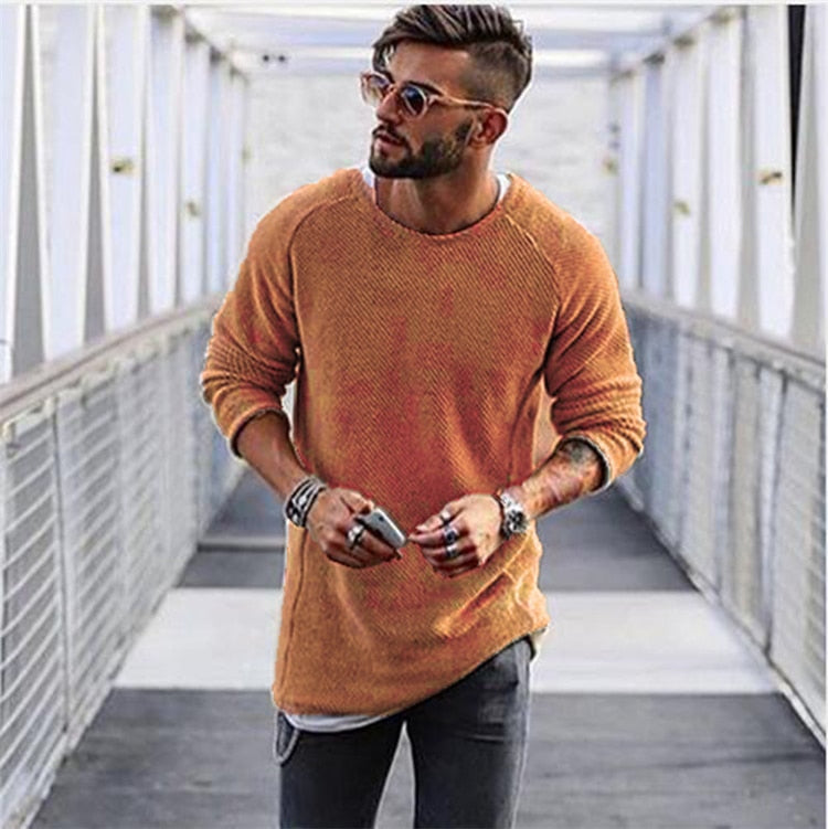 Men's sweater knit long sleeve cotton modern design