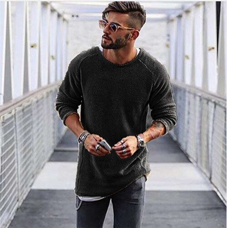 Men's sweater knit long sleeve cotton modern design
