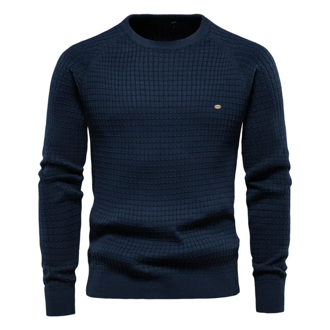 Men's knitted sweater round neck warm cozy cotton