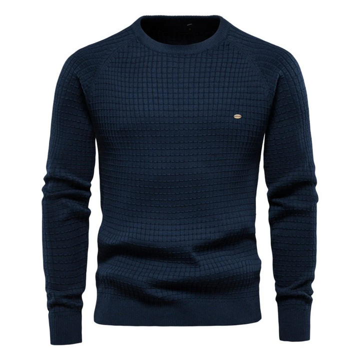 Men's knitted sweater round neck warm cozy cotton